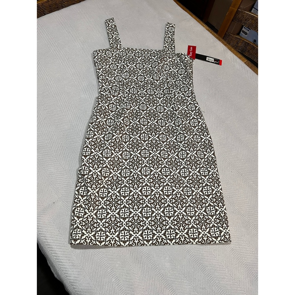 Rafaella Petite Sheath Cocktail Dress Cream Bronze Sleeveless Women's 8P NWT